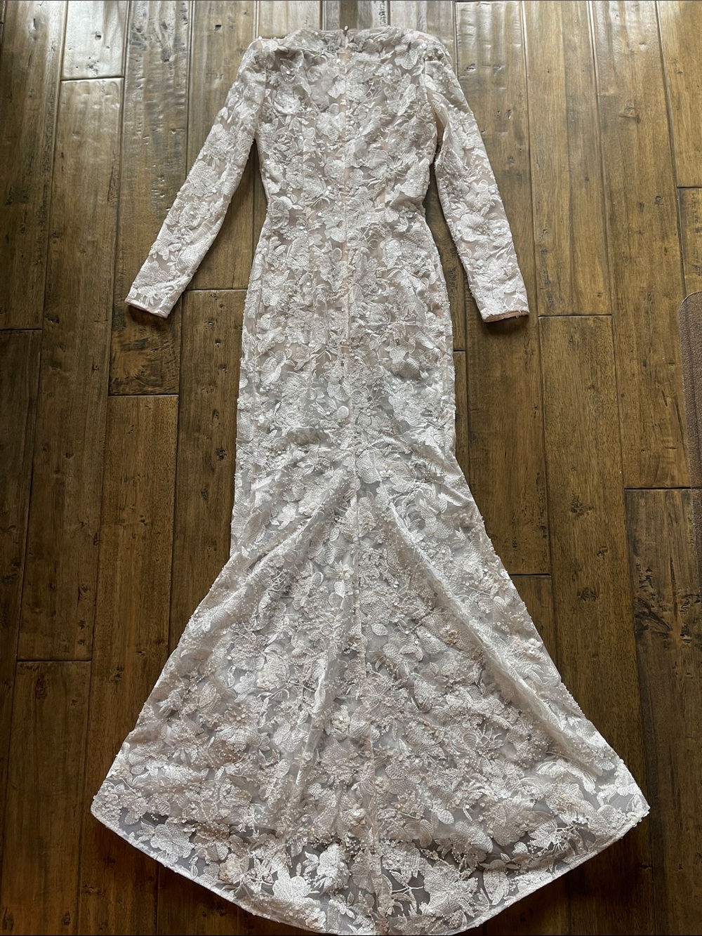 Nadine Merabi Sasha White Maxi Dress Long Sleeve Lace Floor Length - Picture 11 of 15